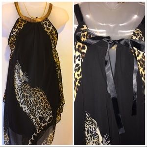 Elegant halter,  animal Print Dress Size S